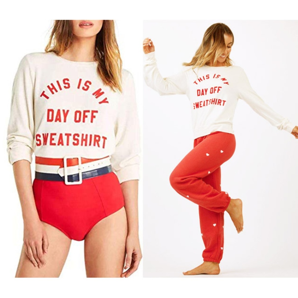 Wildfox This Is My Day Off Sweatshirt Baggy Jumper - Picture 1 of 8